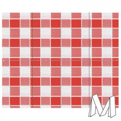 Nappe Vichy rouge pliée
80 x 120 - Pliée en M - 30 x 40
(papier gaufré 48 gr) 