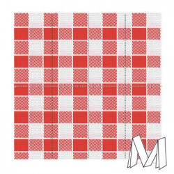 Nappe Vichy rouge pliée
100 x 100 - Pliée en M - 25 x 50
(papier gaufré 48 gr) 