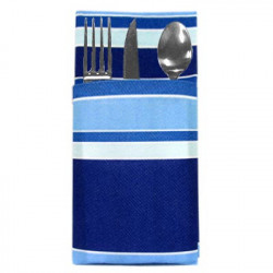 Serviette pochette Rayures bleues
GM 40 x 40 - Format plié 10 x 20
(airlaid 55 gr - proche du tissu) 